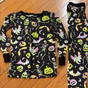 Little Sleepies Halloween Skeleton Pajama Set - Black and Neon